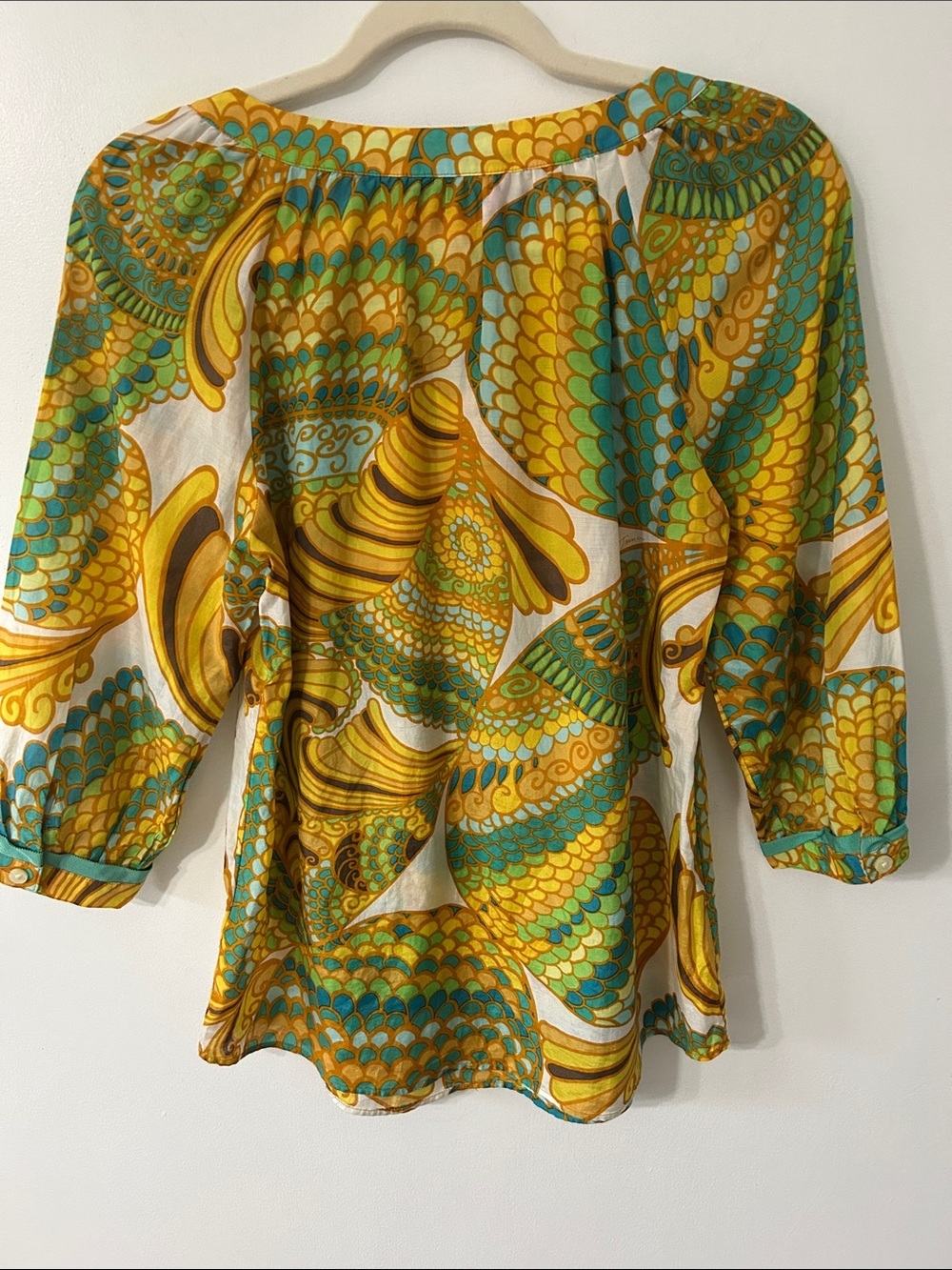 Trina Turk for Banana Republic Blouse Silk Blend Vibrant Paisley Lightweight Top - Picture 7 of 15